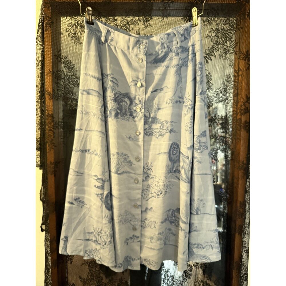 Hiroko Blue & White Scenic Print Button-Front Skirt